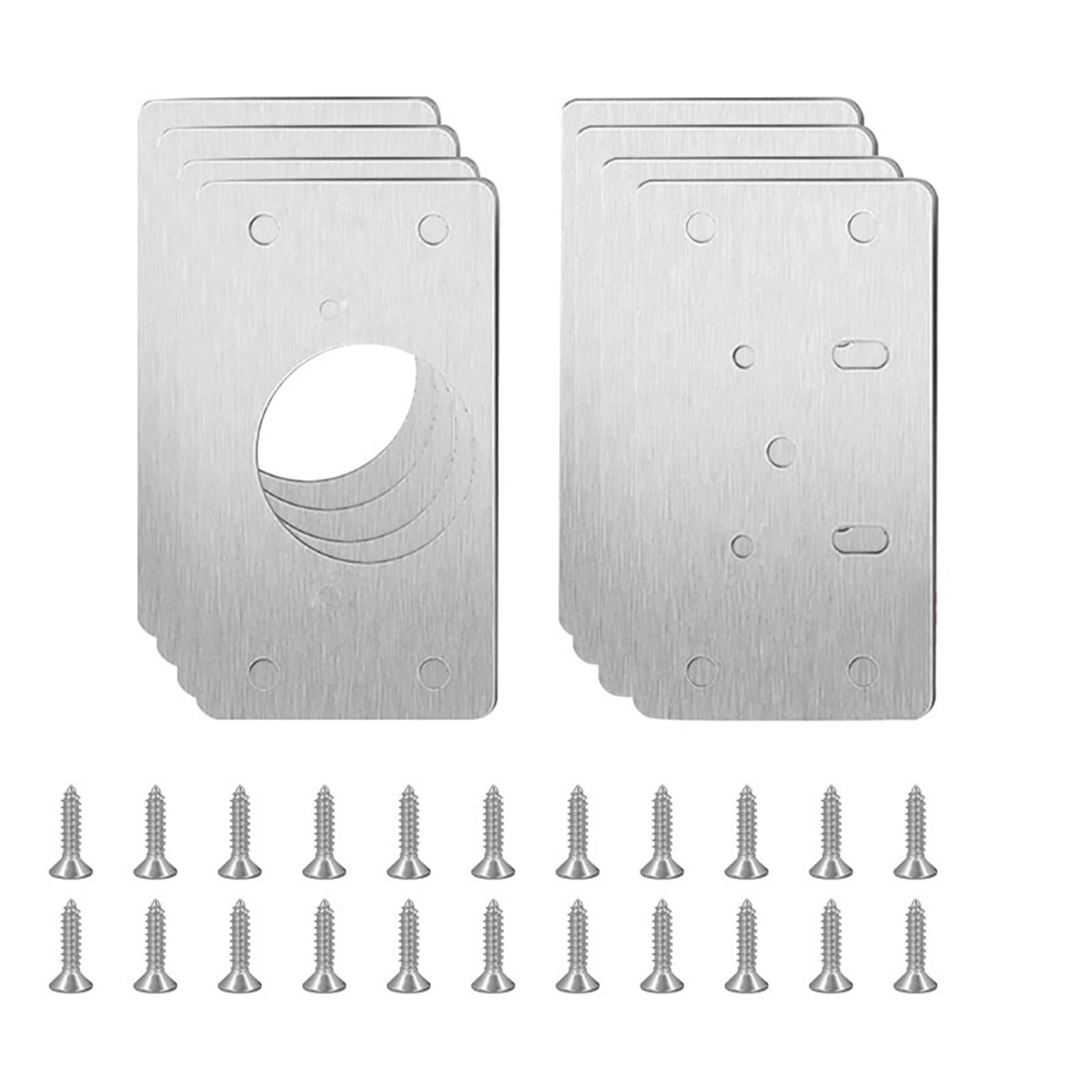 Meytxoa 8Pcs(4Pairs) Hinge Repair Plate Stainless Steel Hinge Fixing Plate Kit Door Mounting With Holes Repair For Home Kitchen Cupboard Furniture(8Pcs(4Pairs))