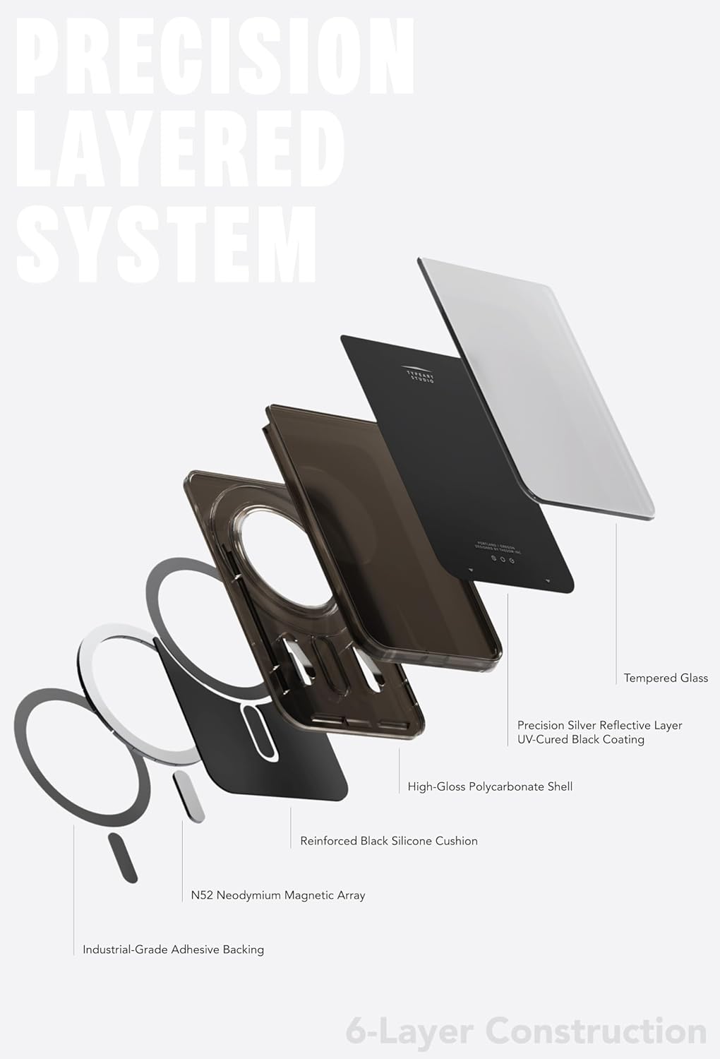 SLG Gridline Solid Solo Card Case MagSafe Compatible for iPhone 12, 13, 14, 15, 16, 17 Series, 3-Card Holder, MagSafe Sticker Included (Solid - Black)