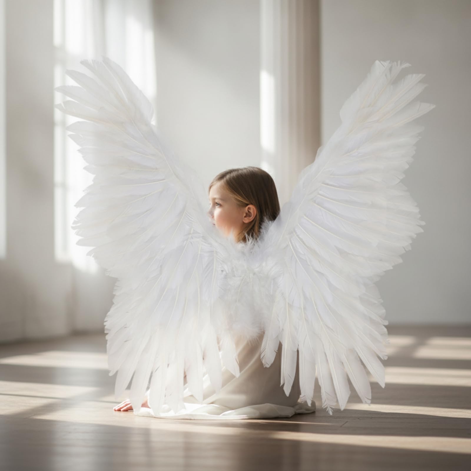 Kinder Kostüm Flügel Federflügel Engelsflügel Verkleidung Zubehör mit Biegsamer Struktur Und Echtem Federaufbau für Bühnenauftritte Fotoshooting Rollenspiel