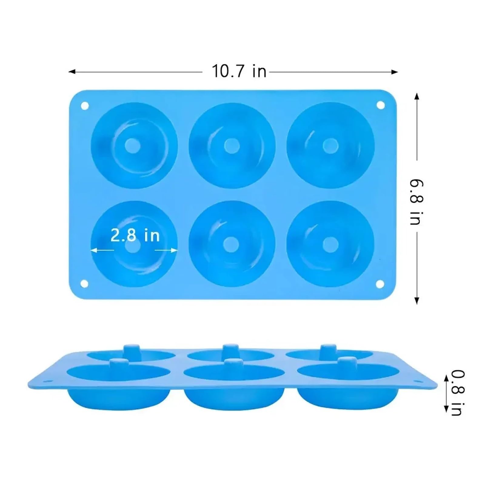 Generico 1/2 pz Stampo Ciambella In Silicone 6 Fori Da Forno Antiaderente Pasticceria Torta Al Cioccolato Dessert Attrezzature E Accessori(2Pcs Blue)