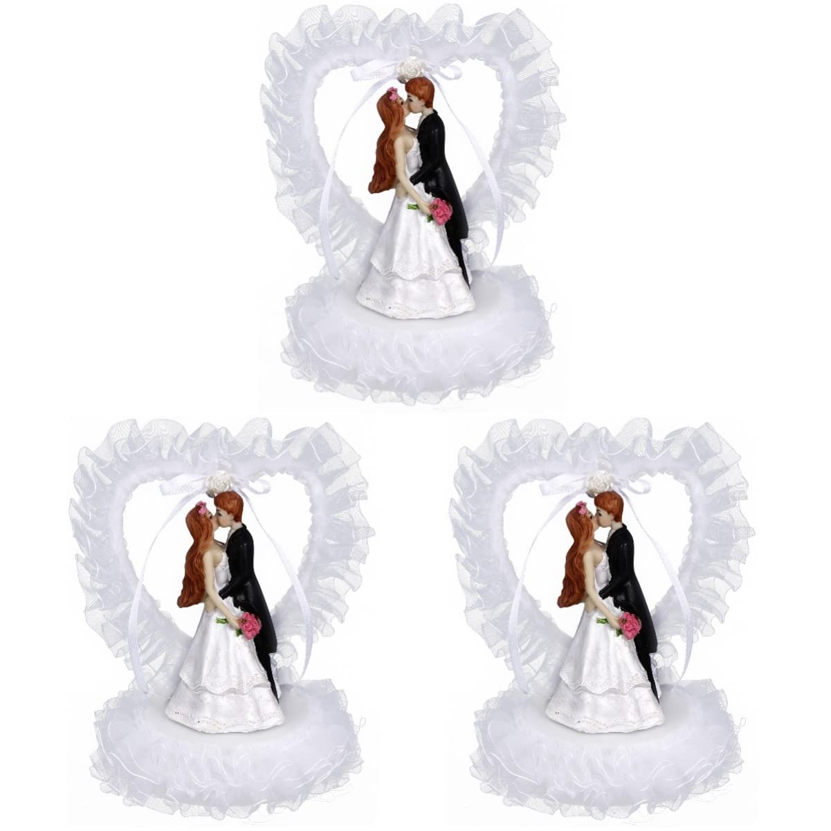 Abaodam 3stücke Hochzeitsfigur Braut Und Bräutigam Deko Herzform Kuchenaufsatz Für Hochzeitsfeier Romantische Tortenverzierung Langlebigem Resin Und Vielseitig Einsetzbar Als