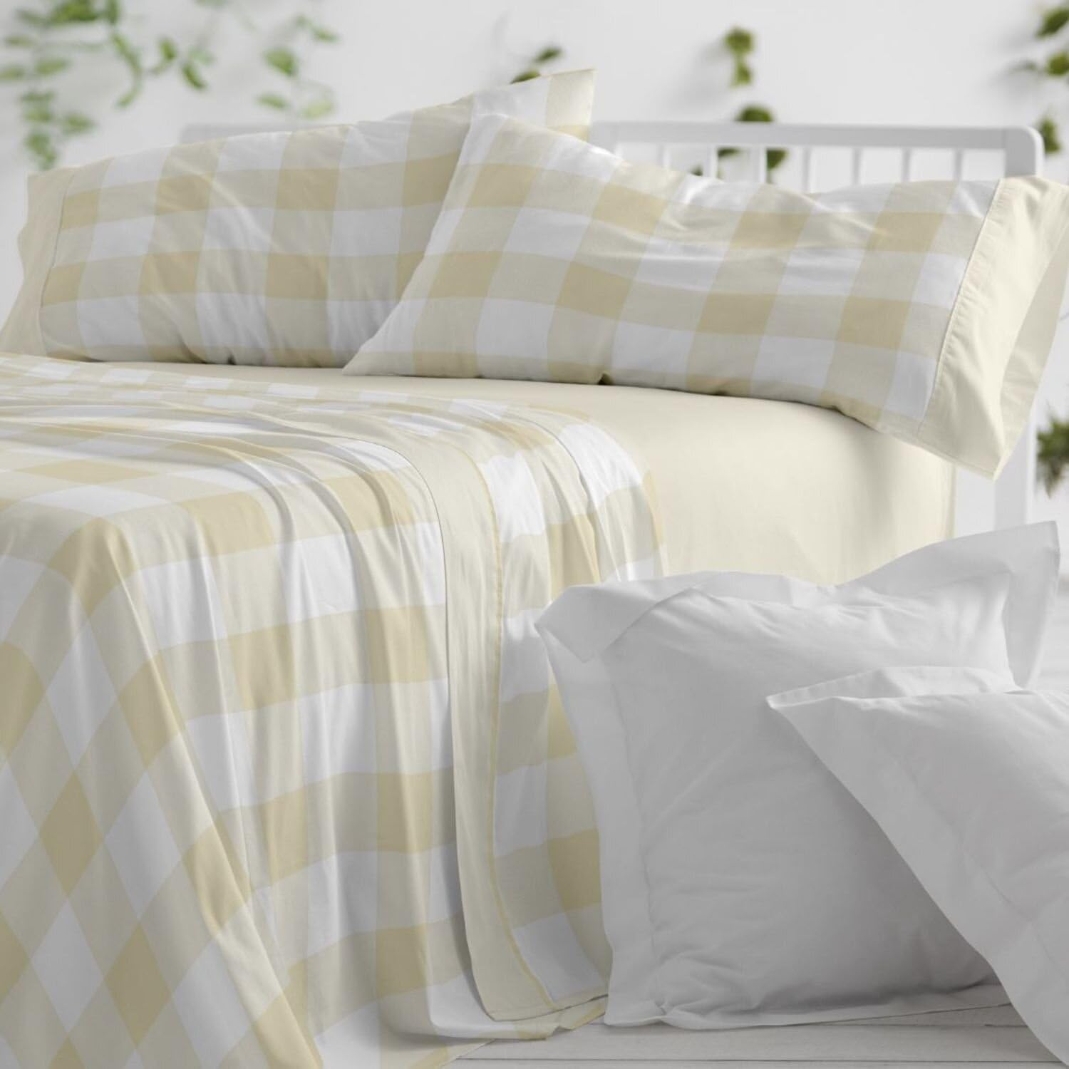 Burrito Blanco Juego de Sábanas 50% Algodón 50% Poliéster Cama 135 Mostaza