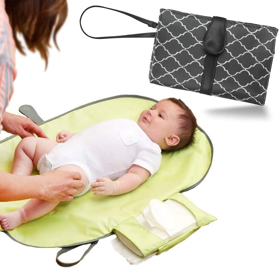 Baby Changing Mat Portable Travel Changing Mat Waterproof Folding Nappy Change Mat 70 x 50cm, Grey