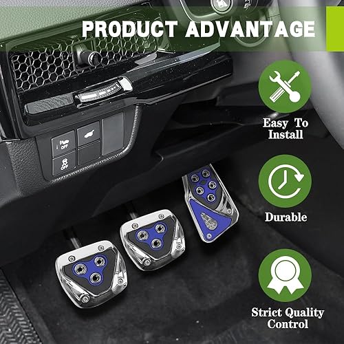 Vista 7 de Set de 3 fundas antideslizantes de aleación de aluminio para pedales de coche, cubiertas de pedal de freno de transmisión manual, fundas