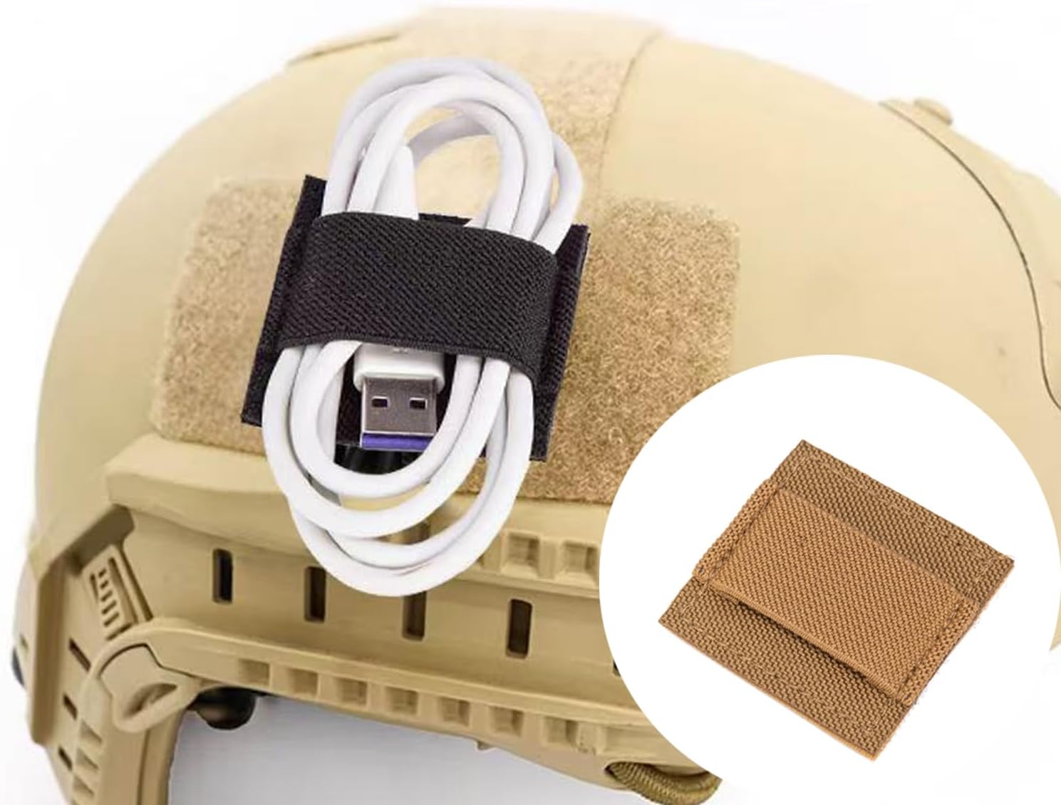 2 Pack Tactical Helmet Cable Ties Organizer Hoop and Loop Adhesive Earpiece Cord Wraps Wire Organizer Cable Management for Walkie Talkies Earpiece Two-Way Radio Headset Wired Earbuds Headphone