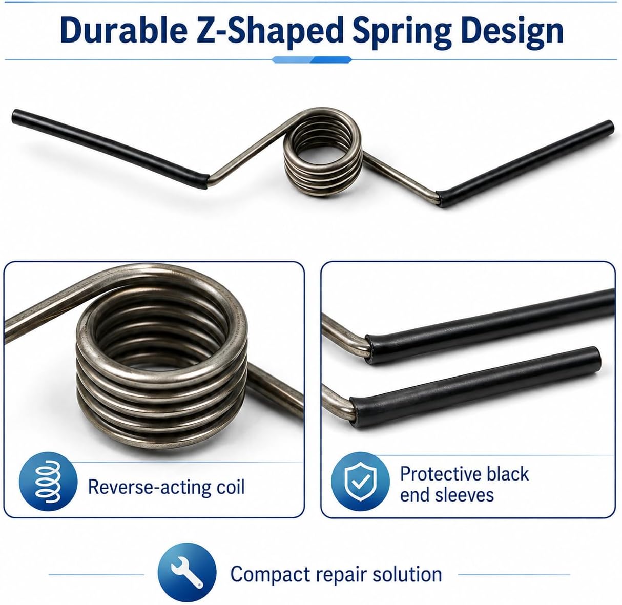 2PCS Self Opening Door Hinge Spring, Z-Shaped Reverse Acting Hinge Springs for 1/2" and 5/8" Radius Hinges, Automatic Door Reset Hinge Repair Kit