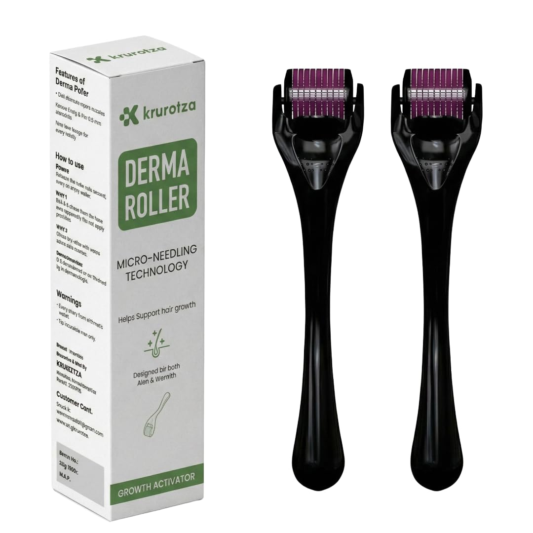 Derma Roller for Scalp Health and Hair Regrowth with Black Handle | Microneedling Roller for Follicle Stimulation, Improved Circulation, Stronger Roots, Thicker Strands, Reduced Hair Fall | Unisex Home Care (PACK OF 2)-image-24
