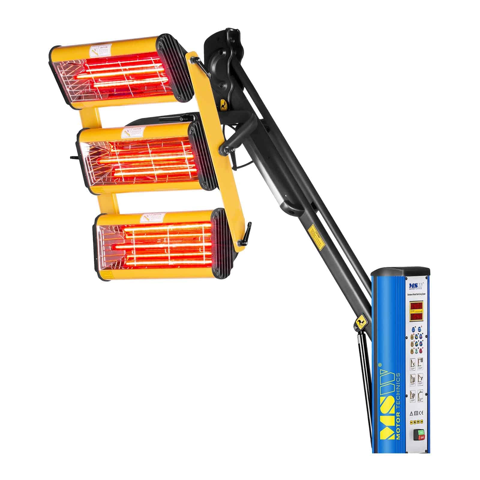 MSW IR-DRYER3000.1 Secador de Pintura Infrarrojo para Carrocería Coche (3300 W, 3 Lámparas, 40–100 °C, Superficie de Secado 1200 x 1000 mm, Altura Máxima 265 cm, Temporizador 1–99 min) Pulse