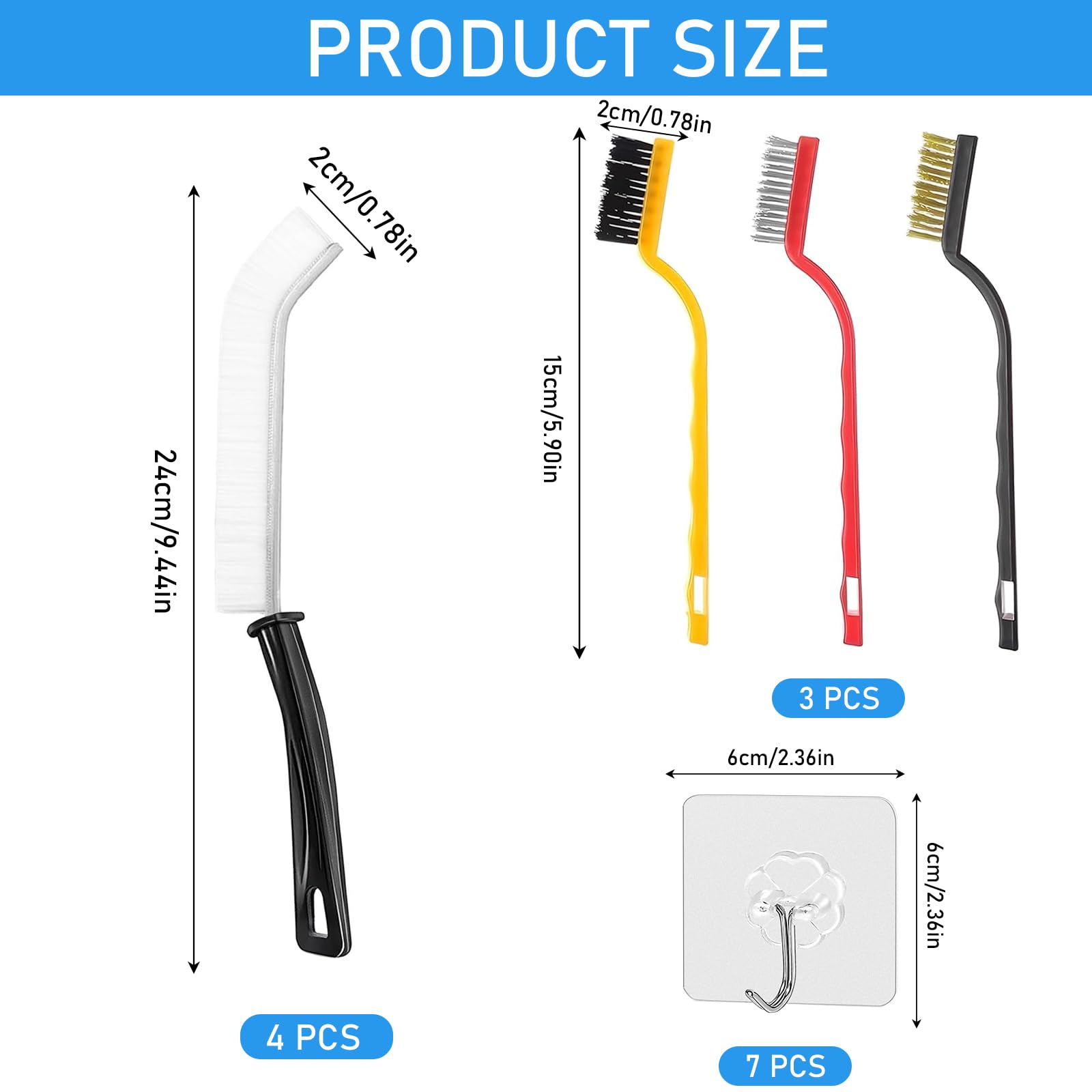 Set 3 Spazzole Per Fessure Con Manico Lungo - Per Finestre, Porte Scorrevoli, Cucina E Bagno - Foto 4