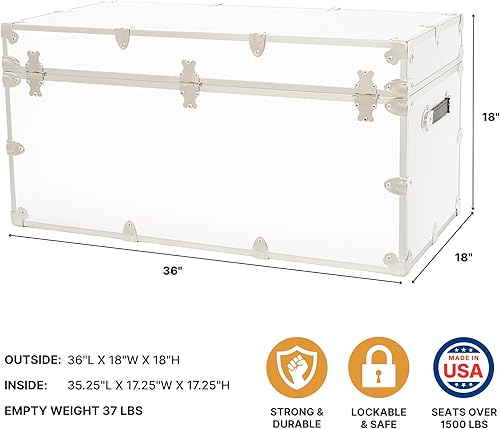Miniatura 11 de Rhino Trunk & Case Baúl XXL de vinilo en relieve de cuero, cofre universitario, almacenamiento en el hogar, asiento de dormitorio, reposapiés de