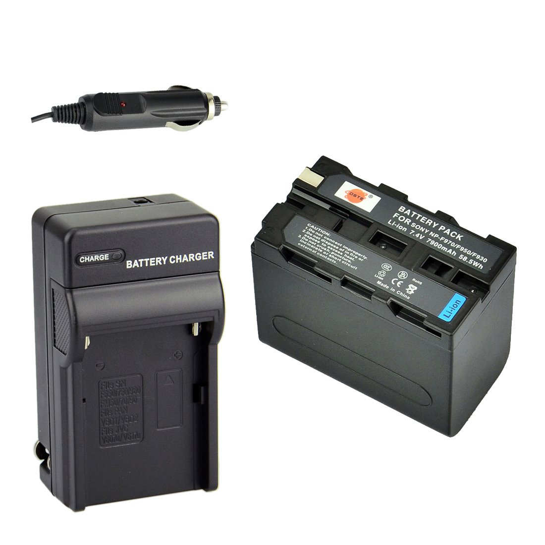 DSTE NP-F970 Battery + DC01 Travel and Car Charger Adapter for Sony DCM-M1 MVC-CD1000 HDR-FX1 DCR-VX2100E DSR-PD190P NEX-FS700RH HXR-NX3 Camera as NP-F930 NP-F950 NP-F960