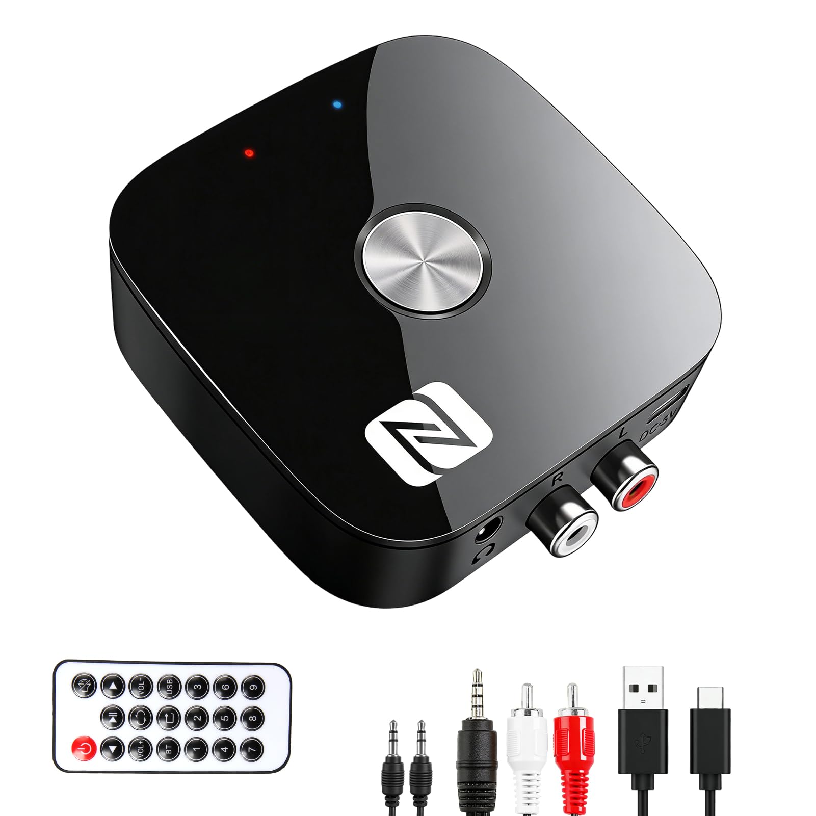 Bluetooth 5.3 HiFi Receiver, Bluetooth Receiver AUX 3.5mm/RCA Jack with Dual Connection for Stereo, Speaker, Amplifier, with NFC, Home Car Stereo Receiver, Compatible with Phone Tablet