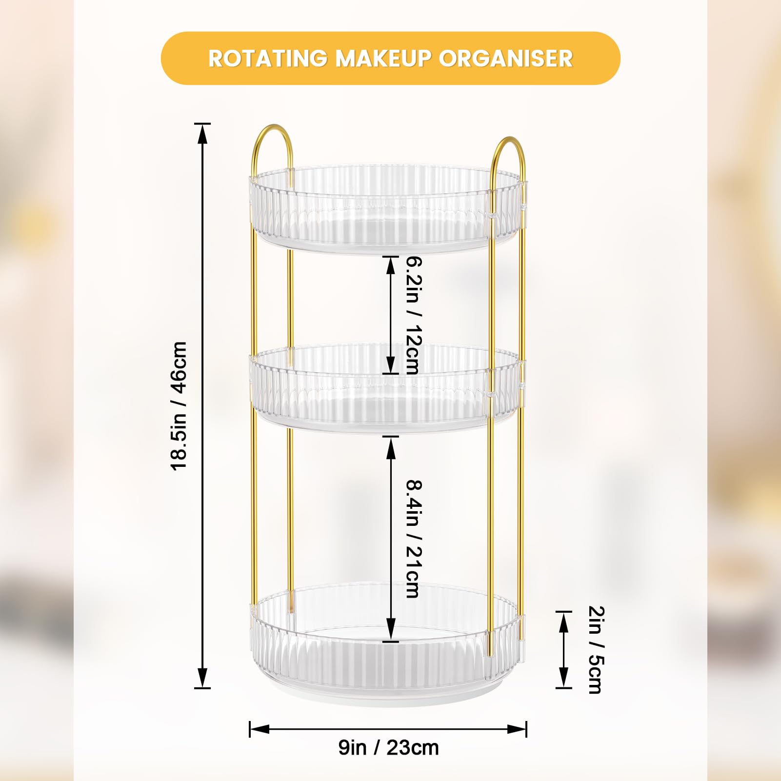 Syntus Drehbarer Make-up-Organizer – Großer Drehbarer Kosmetikhalter Für Schminktisch & Badezimmer