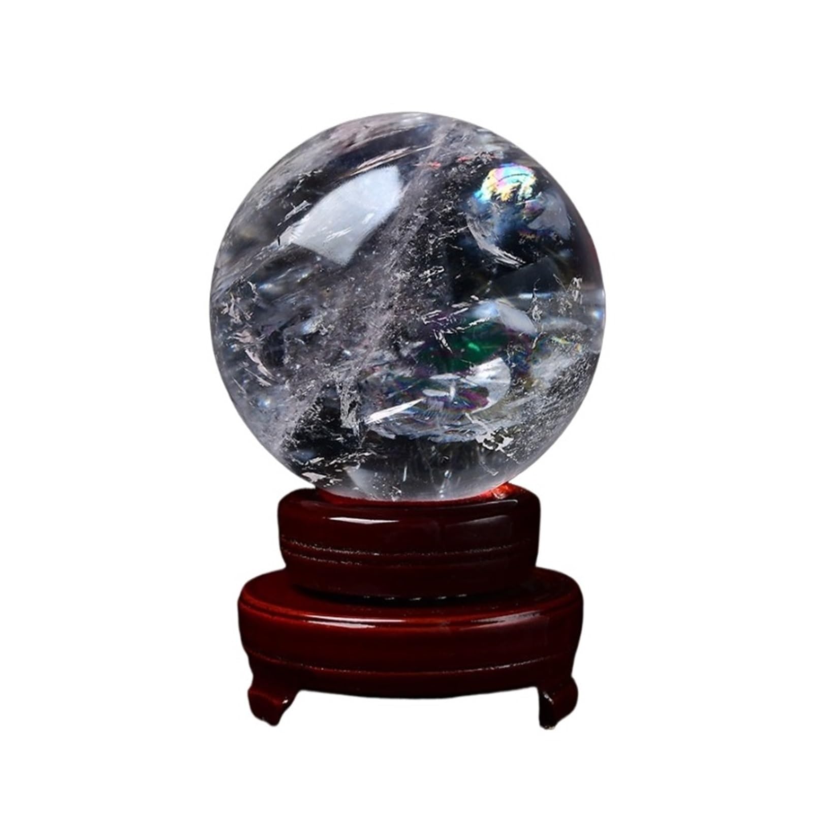 Crystal Ball Ornament Crystal Ball With Wooden Stand For Lensball Photography Family Decorative Fortune Feng Shui Decoration(10cm)