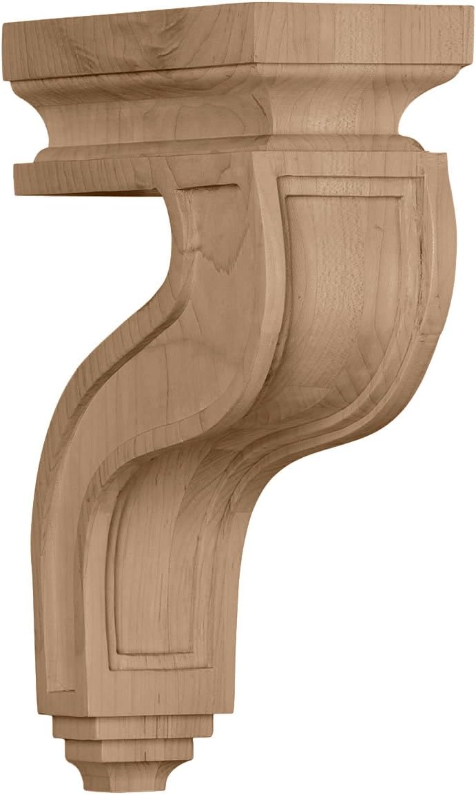 Ekena Millwork COR03X07X11HARO Hollow Back Wood Corbels, 3 1/2"W x 7 1/4"D x 11"H, Red Oak