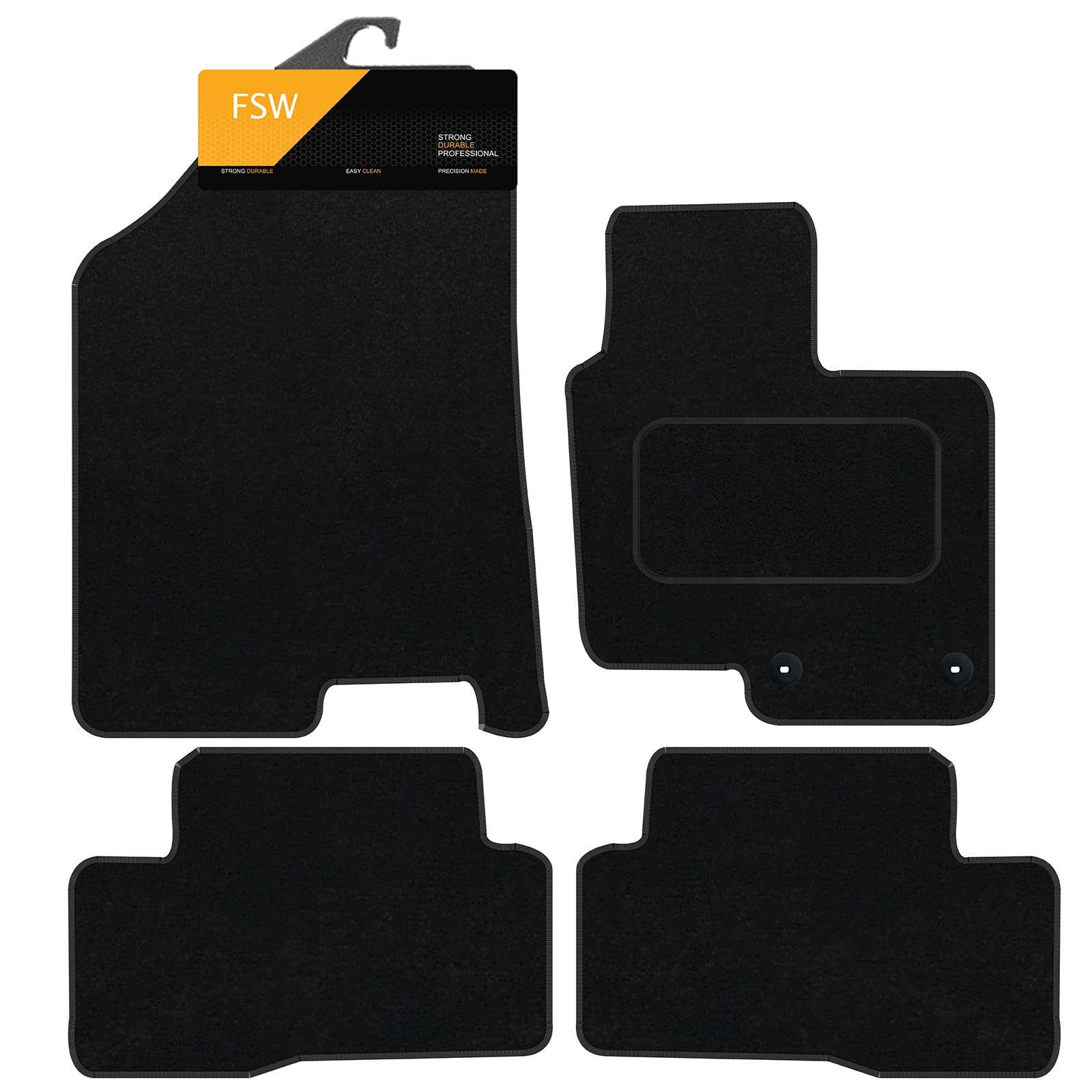 FSW - Fits Hyundai Tucsan Hybrid 2021-On - Tailored Mats - Black Carpet - Anti Slip Mat - Non Slip Car Floor Mat, Granulated Backing - 2 clip version - 4 Pc Floor Mats