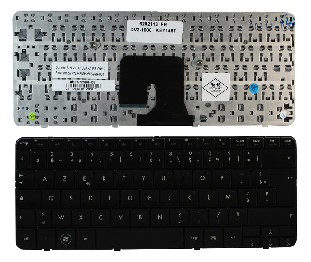 Teclado compatible con HP Pavilion DV2-1005AX francés negro 2