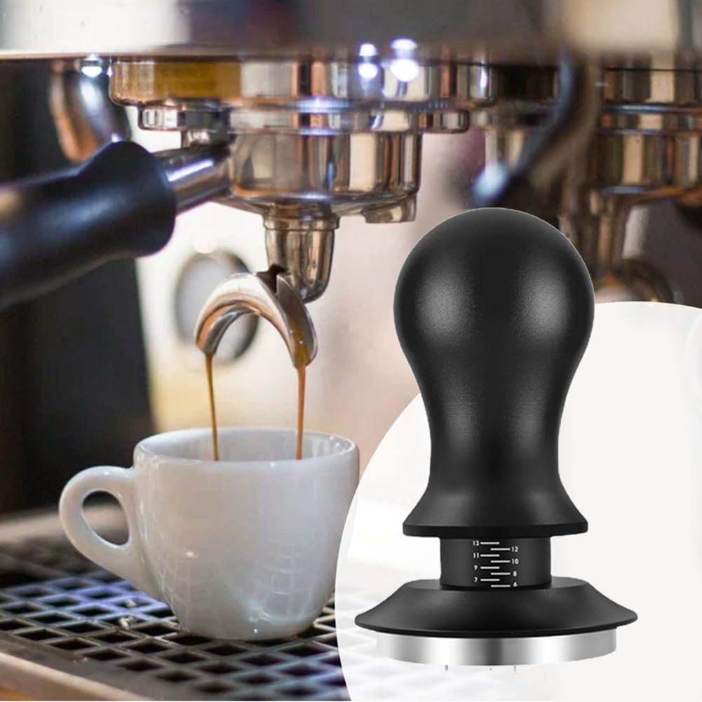 Tamper de Café de 58 Mm Profundidad Ajustable con Escala Espresso Springs Distribuidor de Café de Apisonamiento Calibrado