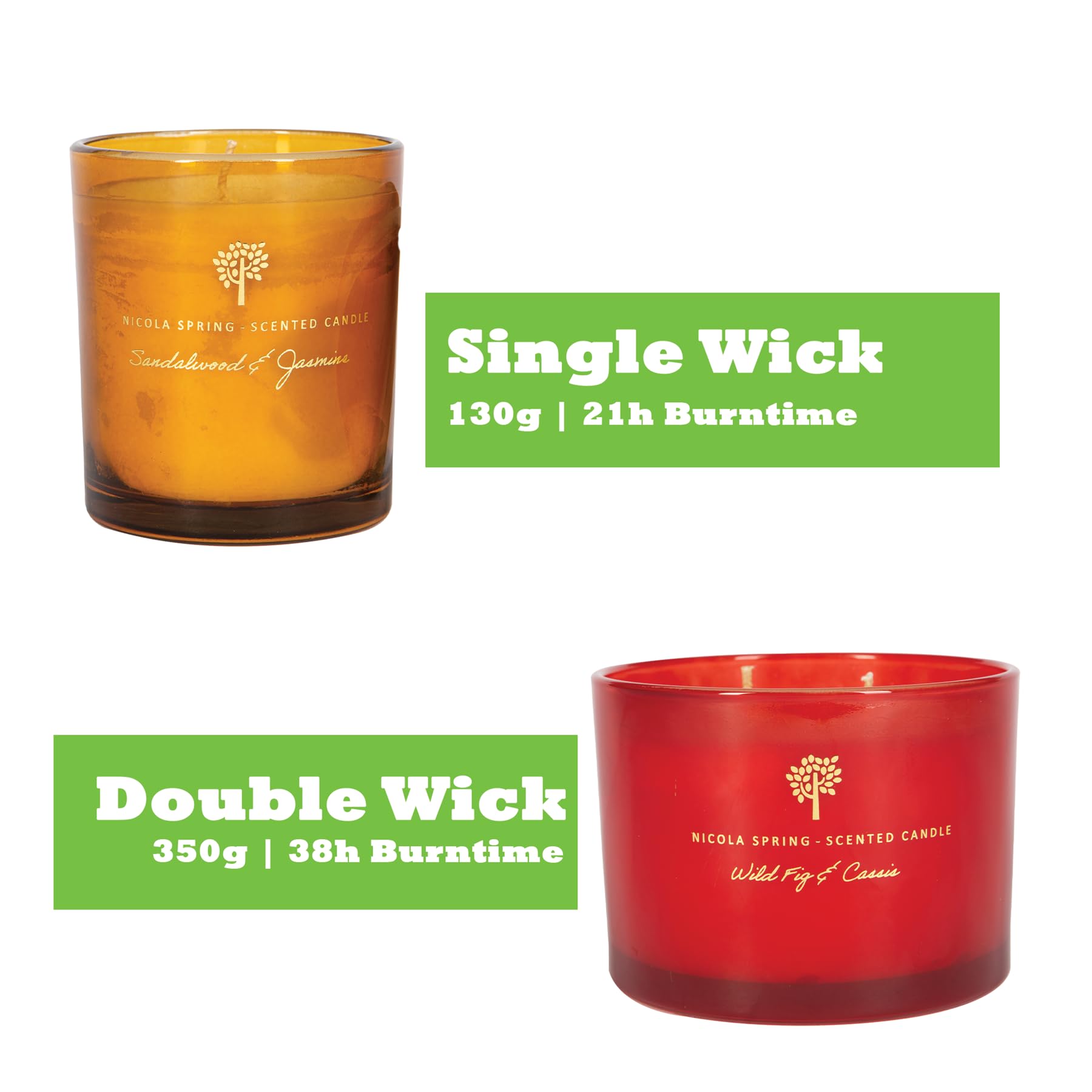 Nicola Spring Bougies parfumées cire de soja 130g Sanalwood & Jasmine Pack de 3