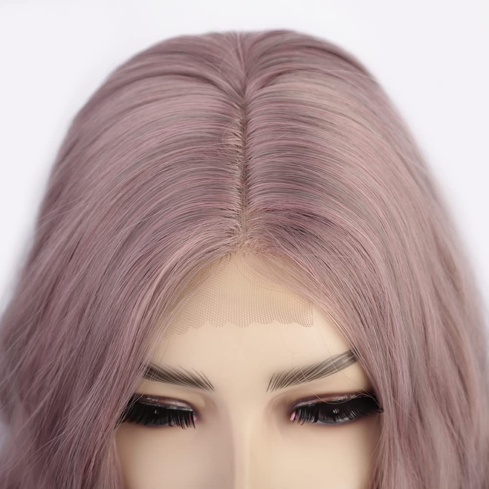 Luovce Synthetic Wigs For Women Shoulder Length Short Wavy 14 inches Lilac Color - Image 4