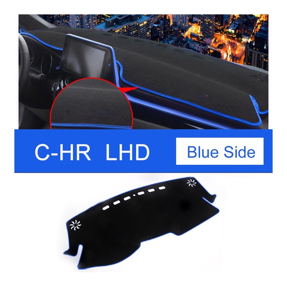Auto Cruscotto Copertura Per Toyota Per C-HR Per CHR 2016 2017 2018 2019 2020 2021 2022 2023 2024 Copertura Per Cruscotto Auto Parasole Tappetino Protettivo(LHD Blue Side)