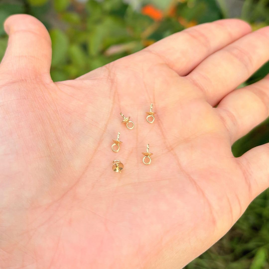 10pcs Adabele Real 1/20 14K Gold Filled Small Tiny Pendant Connector 4mm Cup & Twist Peg Drop Non Tarnish for DIY Craft Jewelry Makings JK5-E4