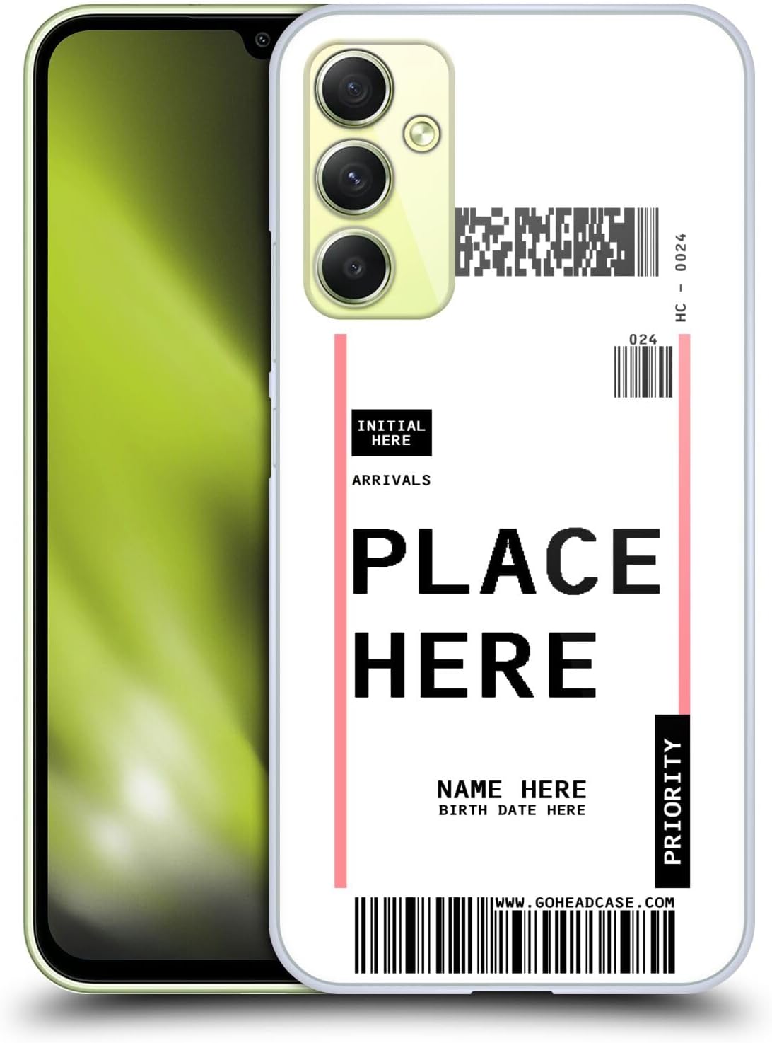 Custom Customized Personalized Luggage Tags Pink Hard Back Case Compatible with Samsung Galaxy A34 5G