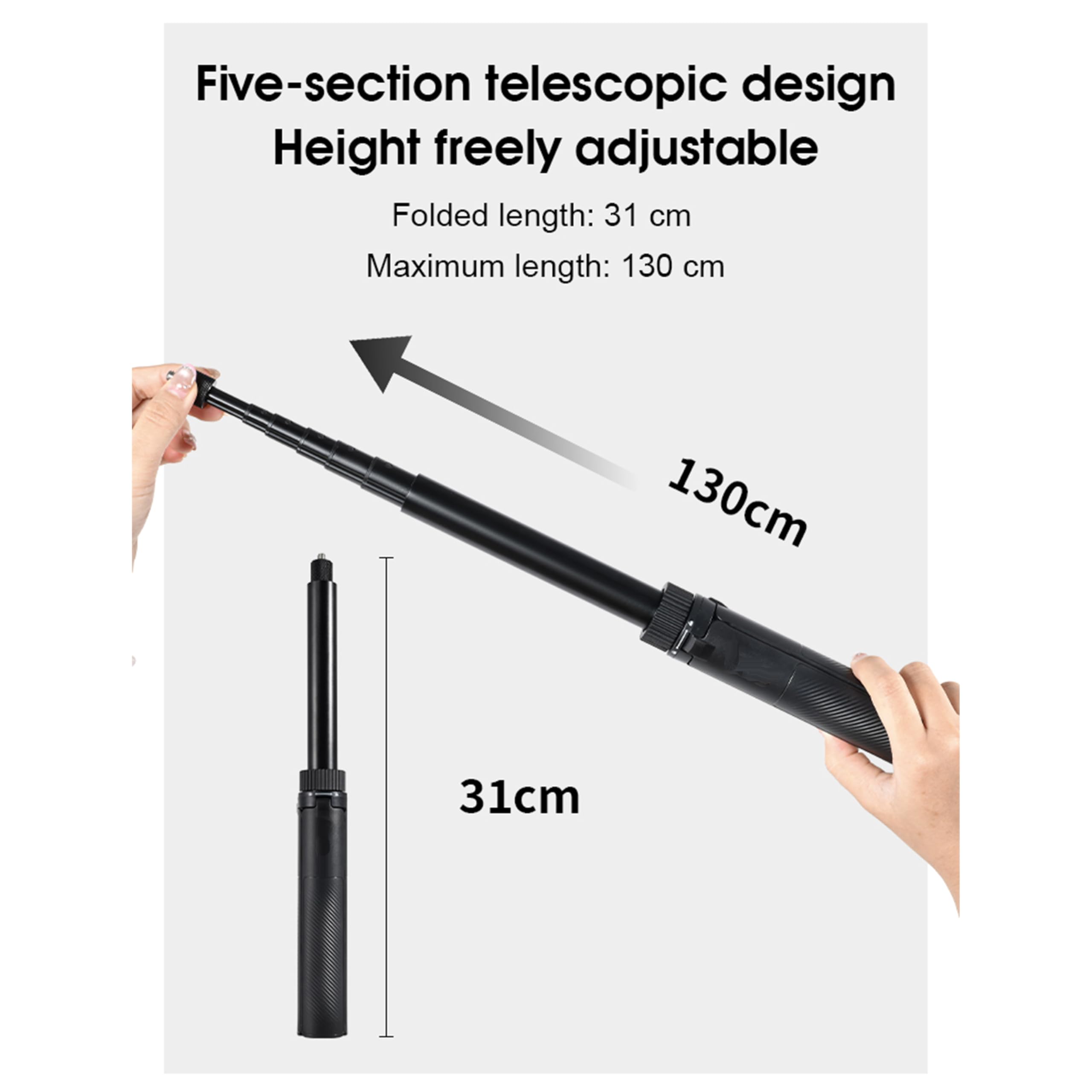 Uchwyt obrotowy statywu Bullet Time z niewidocznym kijem do selfie, do Insta360 X5/X4/X4 Air/X3/X2/X, do OSMO Pocket 3/360, gwint 1/10.2 cm kompaktowy kij do selfie i składany statyw stołowy (typ 2)