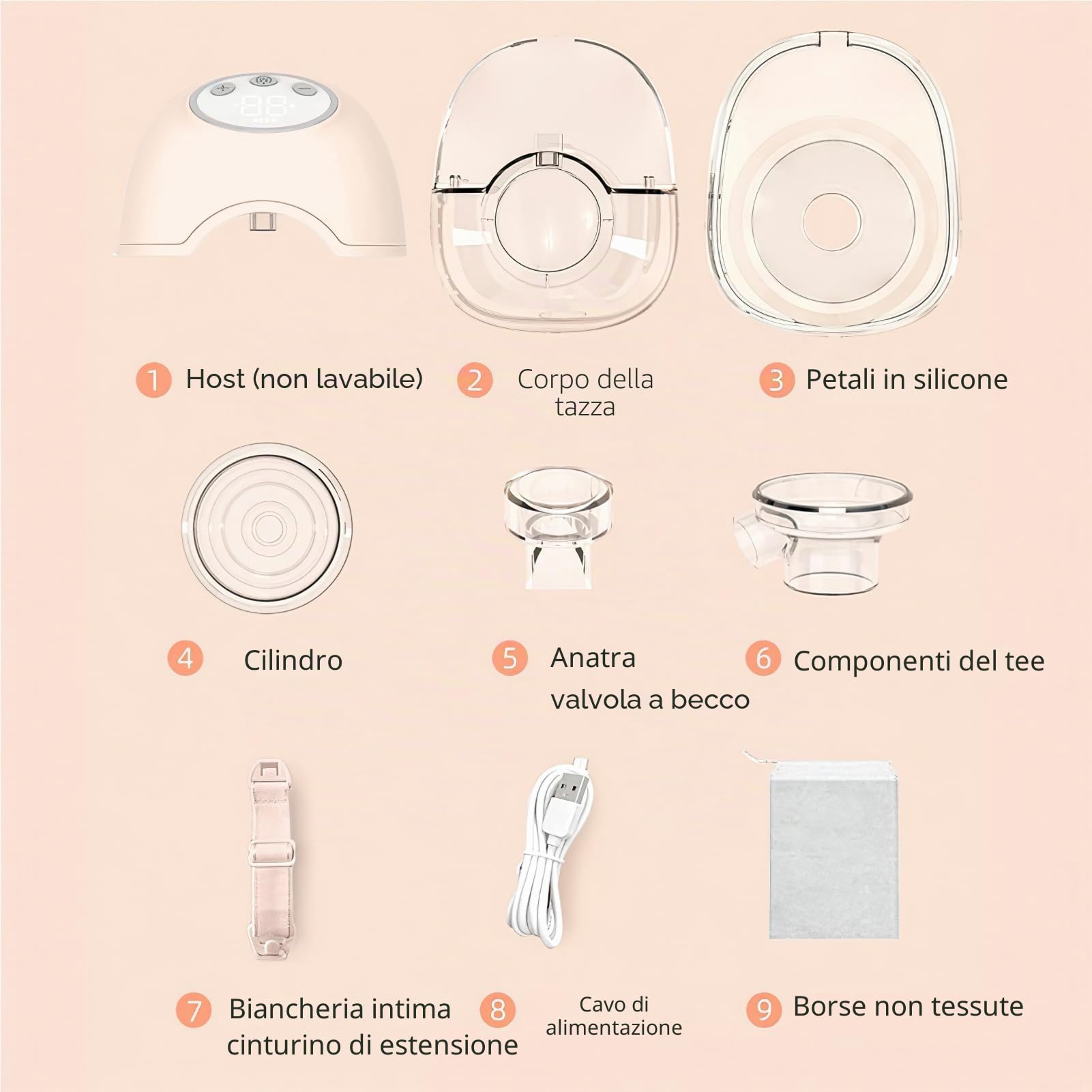 Tiralatte Elettrico, Tiralatte Portatile Ricaricabile 4 Modalità 12 Livelli Tiralatte a Basso Rumore Senza Mani con Adattatore per Pipette da 17/19/21mm