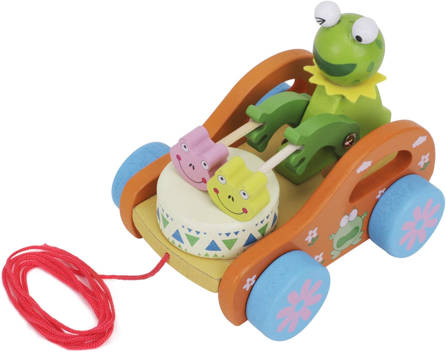 Juguete para tirar de madera, juego de música con animales de conejo y rana, juguetes educativos para niños y niñas, regalo de cumpleaños