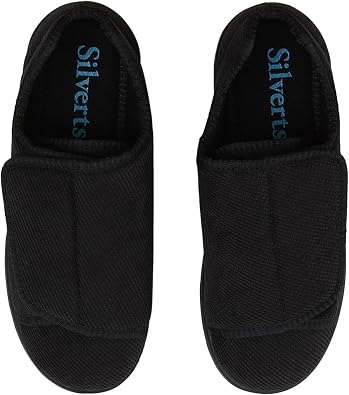 Silvert's Adaptive Clothing & Footwear Silverts Women's Extra Wide Adjustable Slippers Easy Closure Diabetic House Shoes Non Slip Comfort