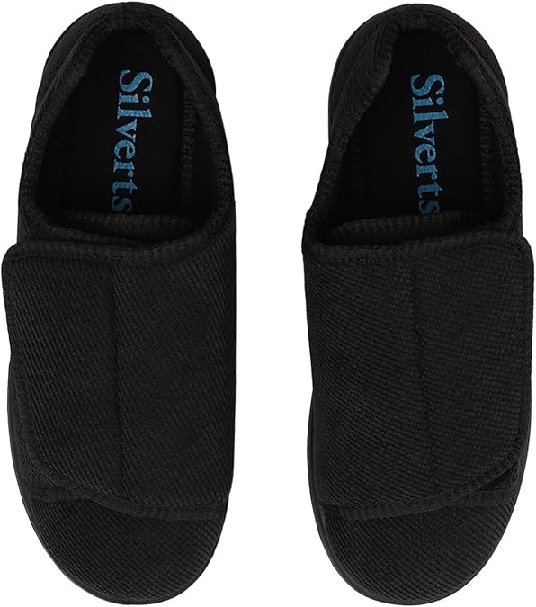 Silvert's Adaptive Clothing & Footwear Silverts Women's Extra Wide Adjustable Slippers Easy Closure Diabetic House Shoes Non Slip Comfort