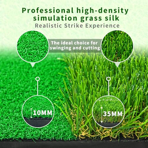 Golf Hitting Mat Set, New Upgrade Thickening 5x4ft,Practice Indoor &Outdoor with Dual Turf,Auxiliary Line Teaching,Golf Training Mat for Backyard Driving Chipping Swing,Golf Gift - Image 4