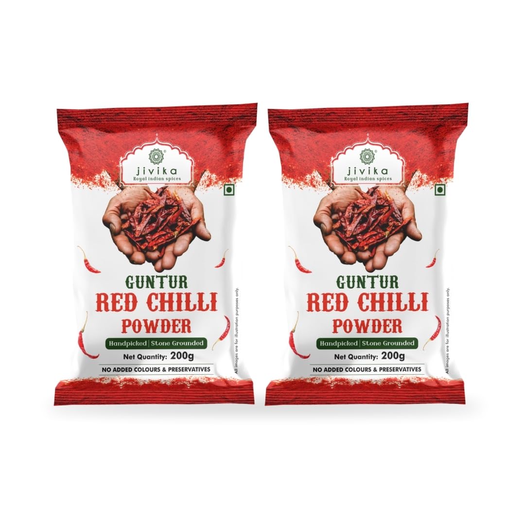 Jivika Guntur Red Chilli Powder | Lal Mirchi Powder | Red Hot Chilli | No added Flavours and Colours | 200g (Pack Of 2) (B0CWRXPVG9) Amazon Price History, Amazon Price Tracker