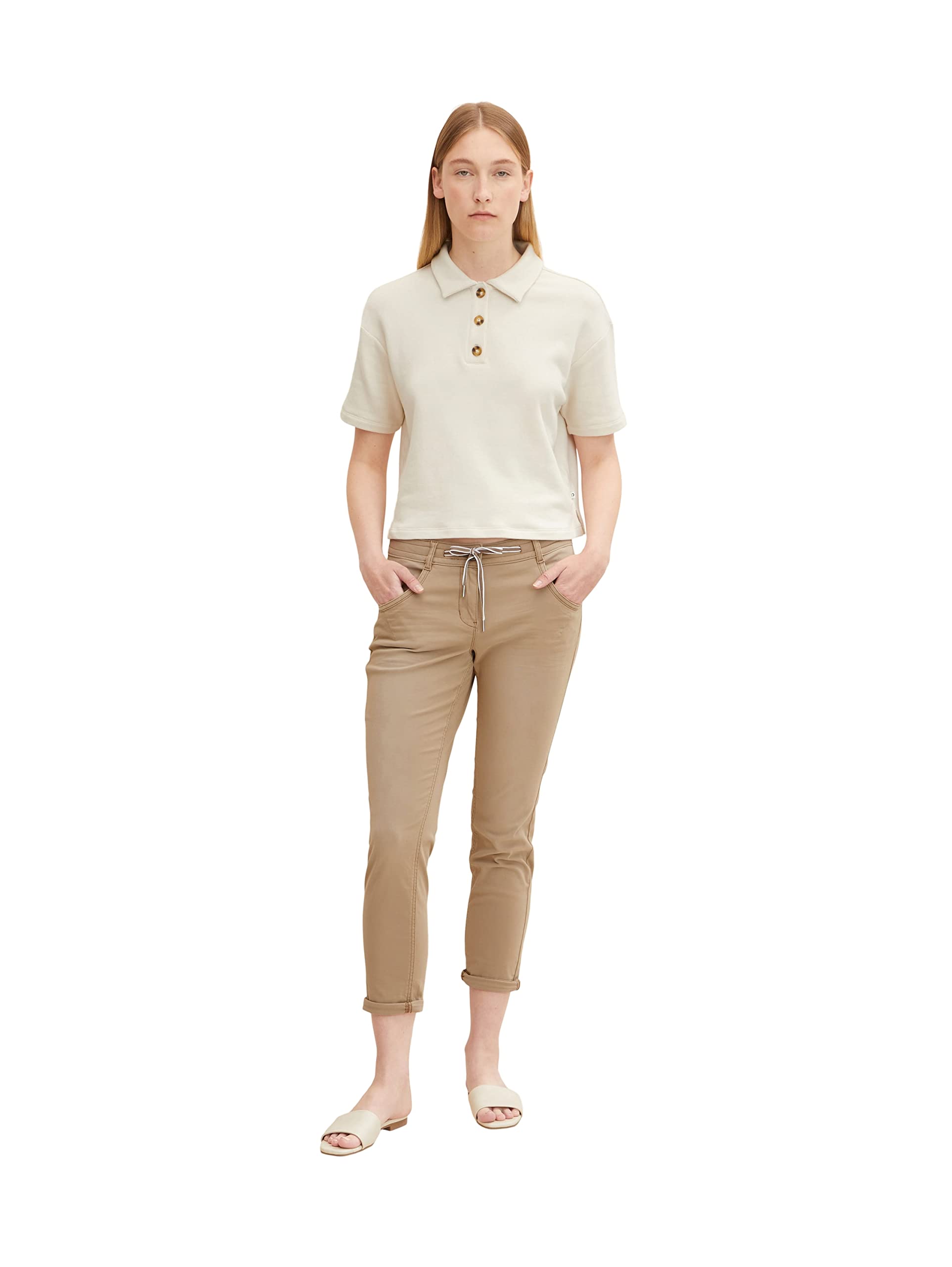 TOM TAILOR Women's Tapered relaxed trousers 1032046, 28722 - Dark Sepia, 38W / 28L