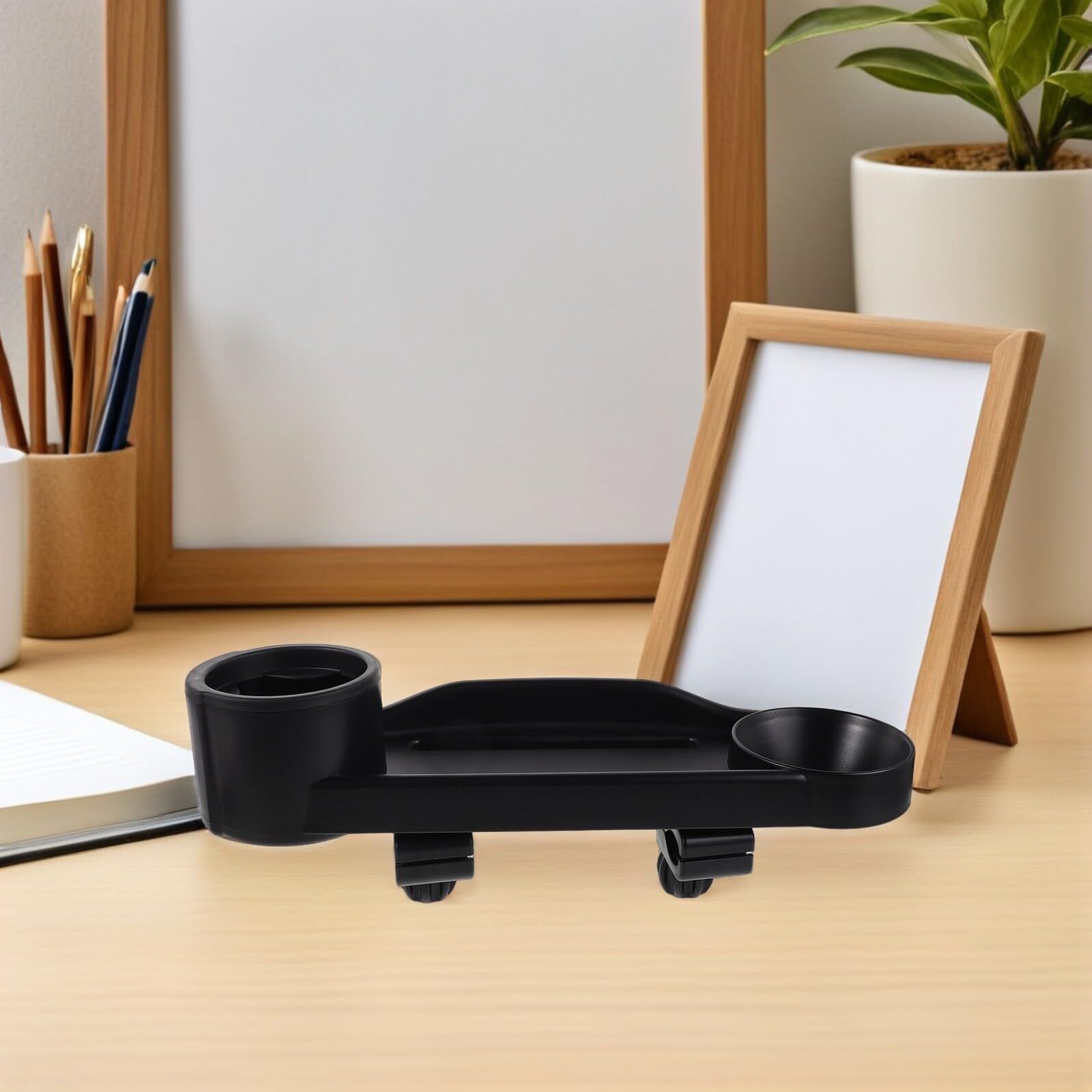 Porta Bicchiere per Deambulatore Nero in Plastica, Supporto Portatile Antiscivolo per Bottiglia e Telefono, Accessorio Pratico per Anziani