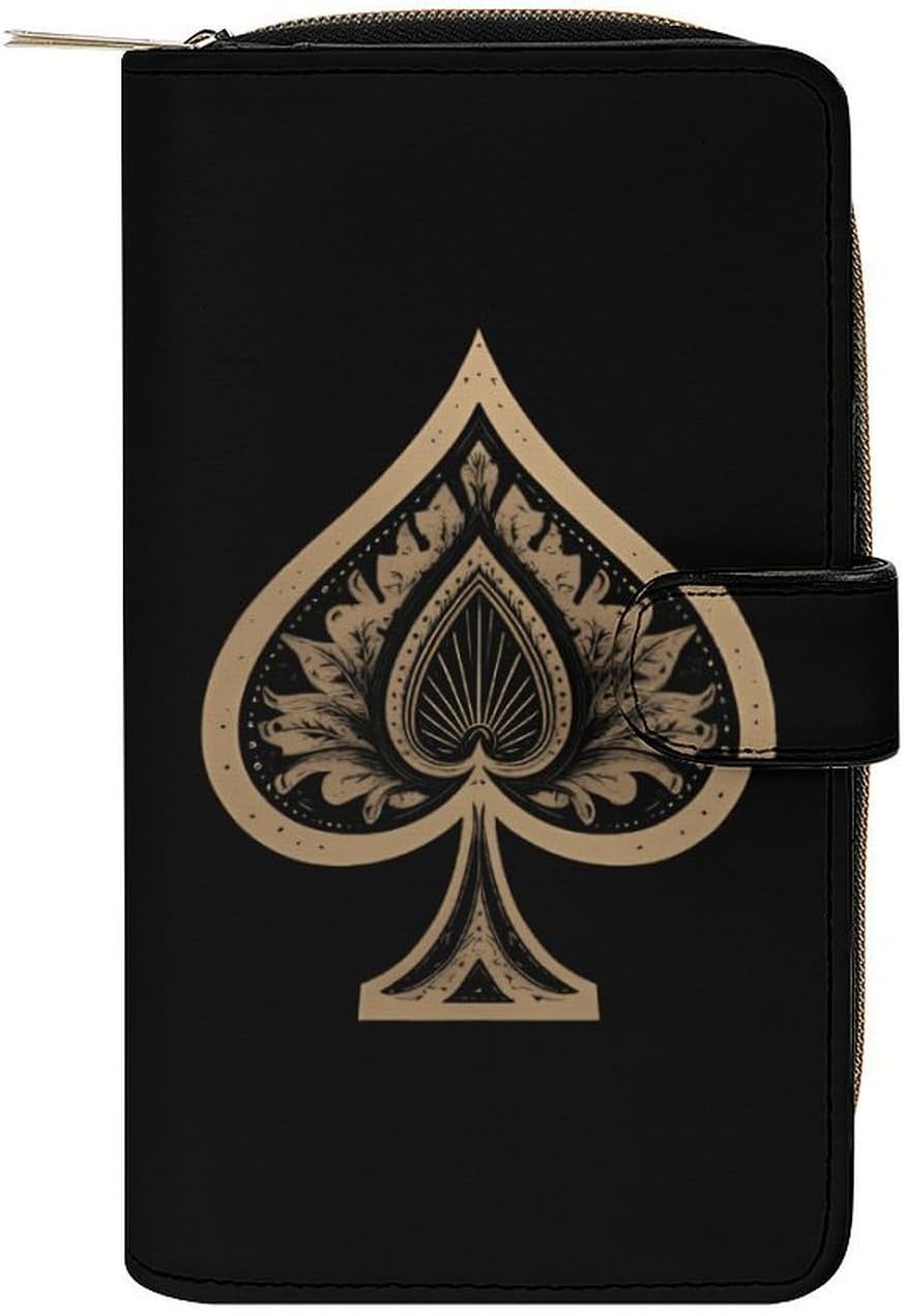 Acespades Poker Card Fashion Wallet Credit Card Holders Large Wristlet Handheld Coin Pockets