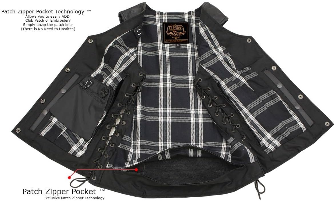 Milwaukee Leather Women's Black Premium Leather Motorcycle Biker Rider Vests - 3X-Large - Image 5