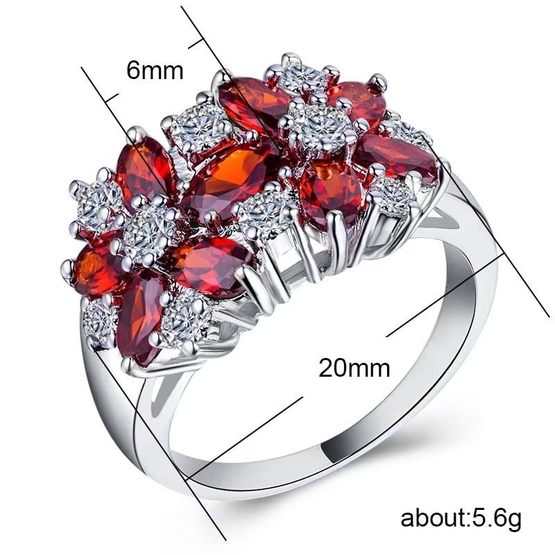 Bague Rubis Grenade Anti-Ternissement Argent 925 Véritable Éclat - 3