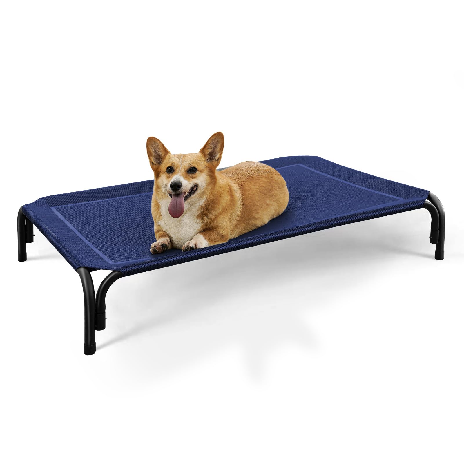 DOPEDIO Raised Dog Bed Blue M Size Cooling Breathable Elevated Pet Bed Outdoor for Travel and Garden