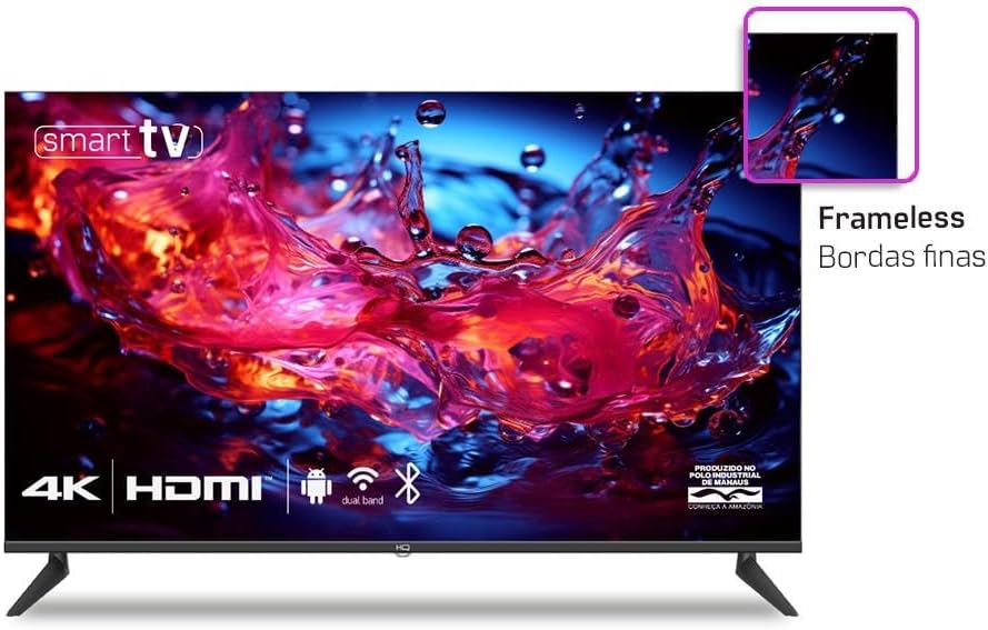 Smart TV HQ 60" 4K tela sem bordas design Slim HQS60NKHM