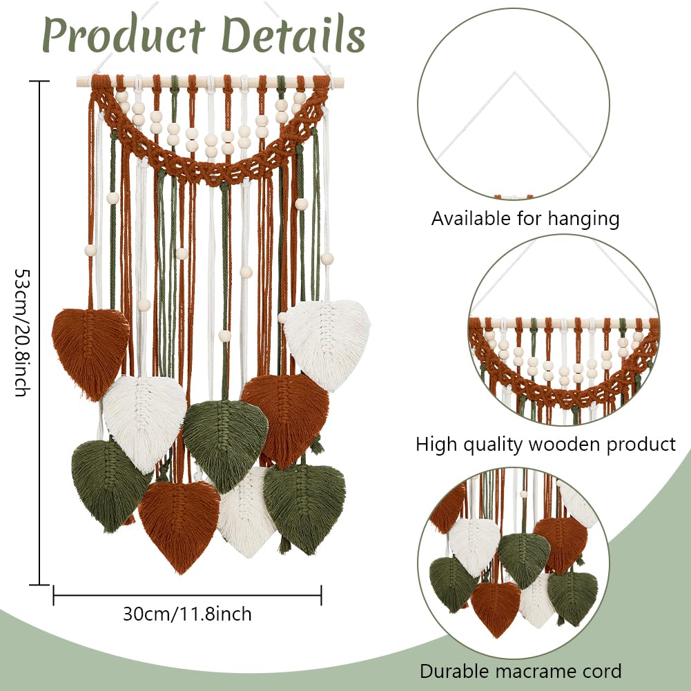 ORIGACH Kit de suspension murale en macramé à faire soi-même pour adultes débutants et adultes, tapisserie murale bohème pour salon, chambre à coucher, marron, beige et vert