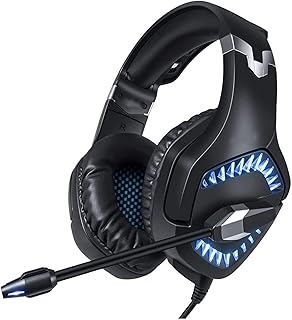 Gaming Headset for PS4 with Mic, Stereo Surround Sound, Noise Cancelling, RGB LED, Mute, Volume Control, Lightweight Ergonomic Headphones