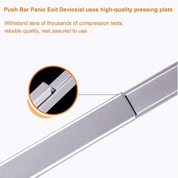 Push Bar Door Lock with 6 Keys, Emergency Exit Door Hardware with Handle, Aluminum Commercial Push Bar Panic Exit Device Left/Right Compatible