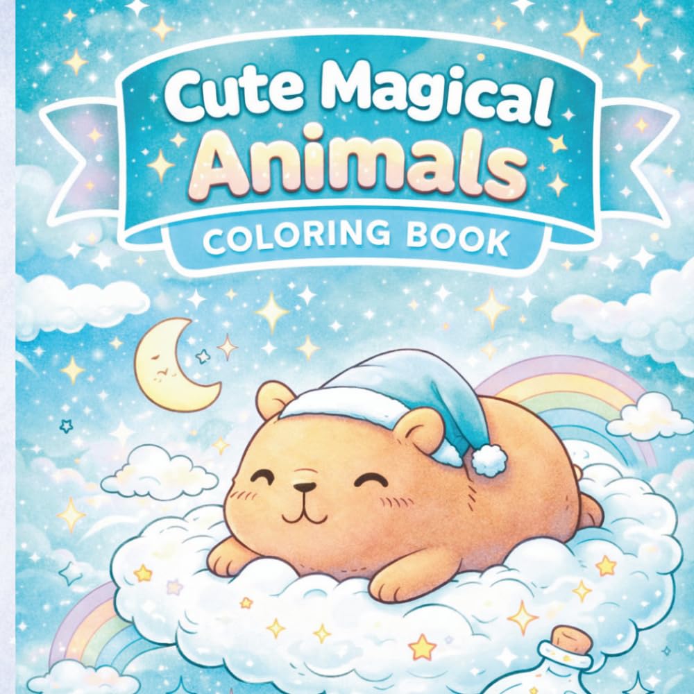 Cute Magical Animals Coloring Book for Kids: Adorable Fantasy Creatures, Easy and Fun Coloring Pages for Ages 4–8