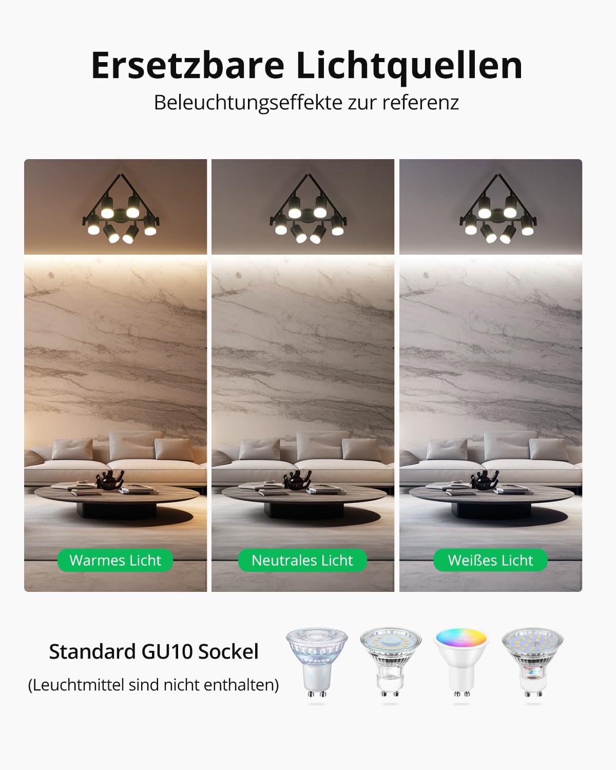 Bojim Deckenstrahler LED 6 Flammig Spot Schwarz Schwenkbar GU10 Deckenleuchte Modern