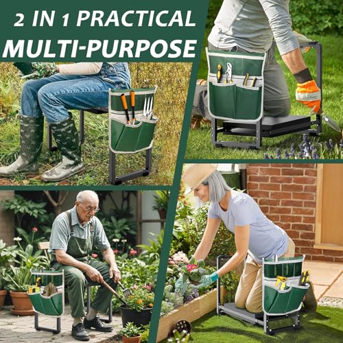 Image of Garden Kneeler and Seat, 10.2 inch Wider Heavy Duty Thick for Kneeling and Seat | Multifunctional Kneeler Bench, Gardening Gifts for Women, Seniors Grandparents, Black
