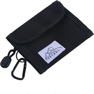 wallet,Teen Wallet with Coin Pocket,Kids Wallets for Boys Girls,RFID Trifold Canvas Outdoor Sports Wallet for Kids,Front Pocket Wallet with Magic Sticker (Black)
