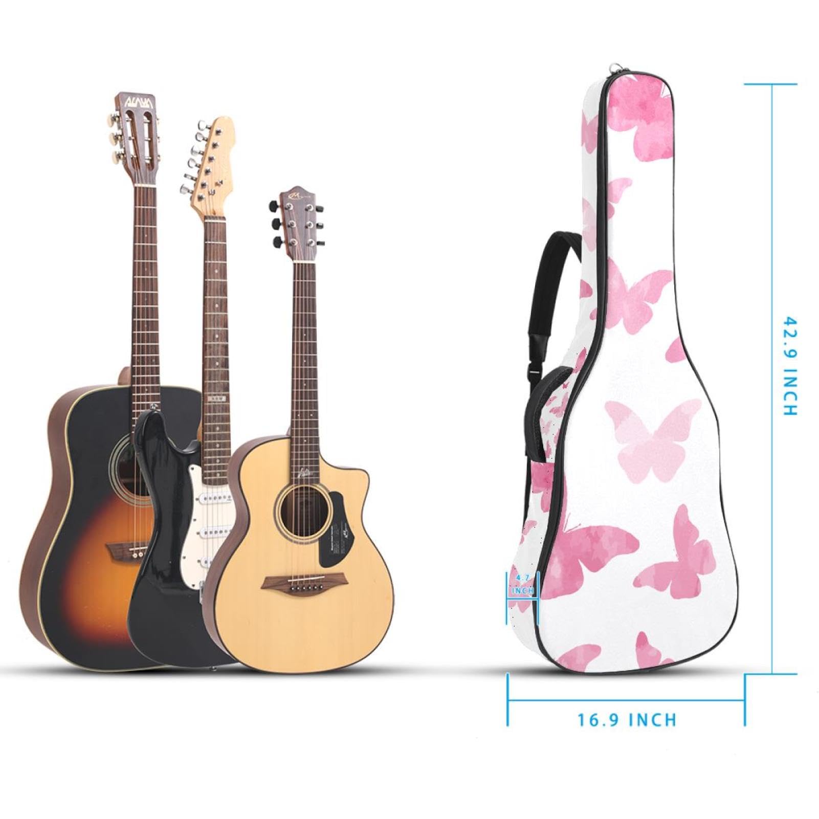 Torba na gitarę akustyczną wodoodporny plecak na gitarę grubo miękki wyściełany motyl klasyczna obudowa na gitarę, wielobarwny, 42.9x16.9x4.7 in, Organizer do torby