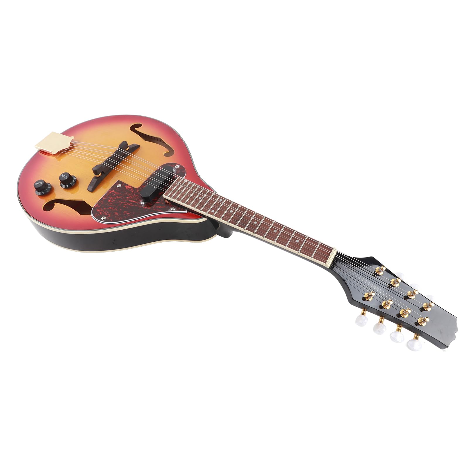 POENVFPO Mandolino Elettrico A 8 Corde Stile A, con Tastiera in Palissandro con Top in Abete per Strumento Musicale, Cavo